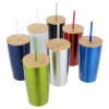 View Image 3 of 3 of Yowie Vacuum Tumbler with Bamboo Lid & Straw - 18 oz.