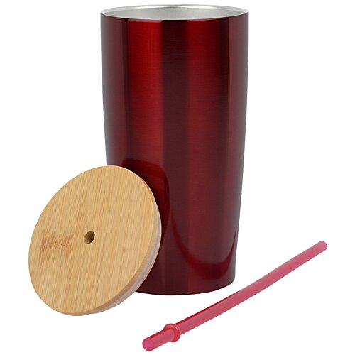 Additional Image 1 - a red cup with a lid and a straw