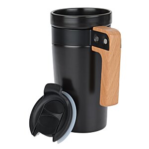 Additional Image 1 - a black coffee mug with a brown handle