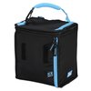 a black and blue lunch box