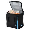 a black cooler with a clear lid