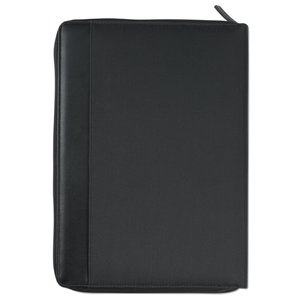 Additional Image 3 - a black leather notebook with a zipper