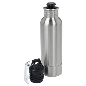 Additional Image 1 - a silver water bottle with a black cap