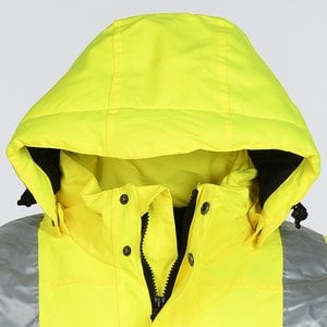 Additional Image 3 - a yellow hooded jacket with black trim