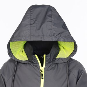 Additional Image 1 - a grey and yellow hooded coat