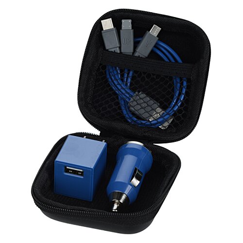Additional Image 1 - a blue and black case with a blue cord and plugs