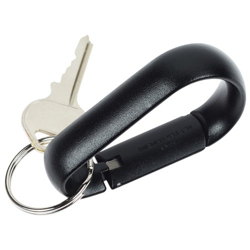 Additional Image 2 - a black key chain with a silver key ring
