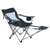 a black folding chair with a white background