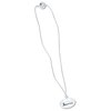 a white necklace with a white circle on it