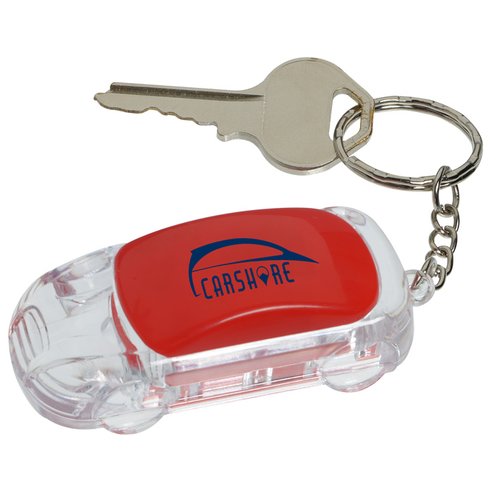Additional Image 3 - a key chain with a red and clear plastic keychain