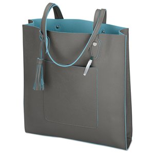 Additional Image 1 - a grey bag with blue trim