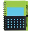 a green and blue notebook
