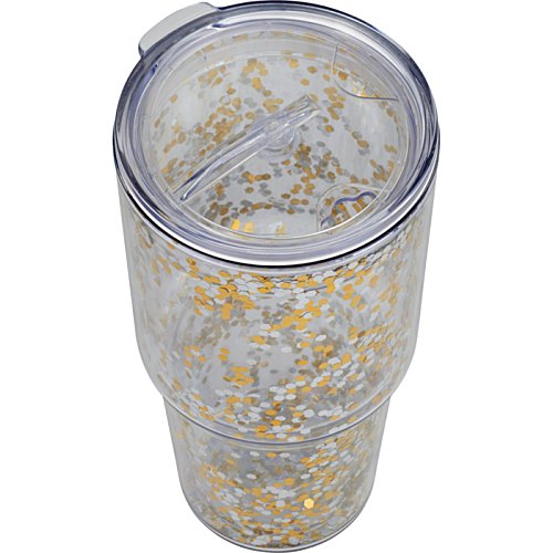 Additional Image 1 - a clear cup with a blue rim