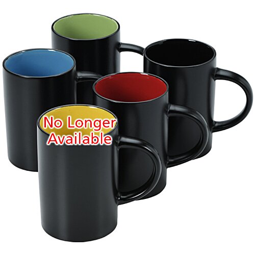 Additional Image 1 - a group of black mugs with different colored cups