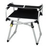 a black and silver folding chair