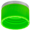 a green plastic pipe with a white cap