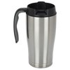 a silver and black coffee mug