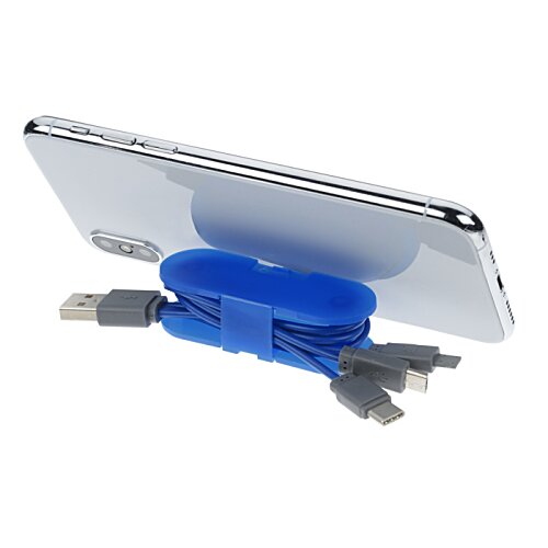 Additional Image 4 - a white cell phone with blue and grey cables