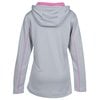 a grey hoodie with pink trim