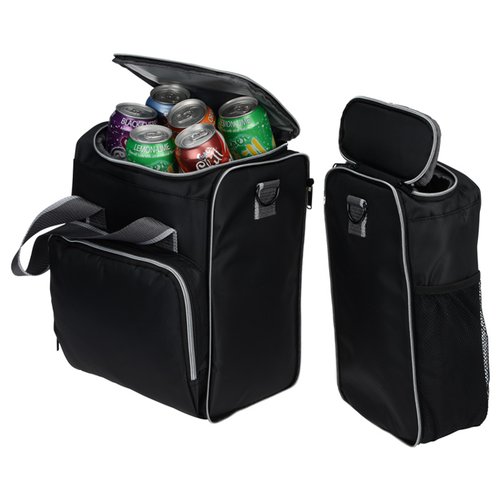Additional Image 2 - a black cooler bag with a drink in it
