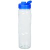 a white and blue water bottle