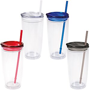 Additional Image 1 - a group of plastic cups with straws