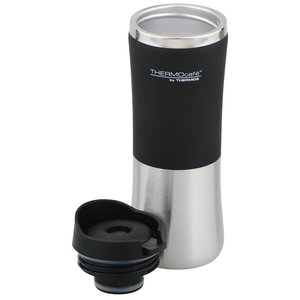 Additional Image 1 - a black and silver vacuum flask
