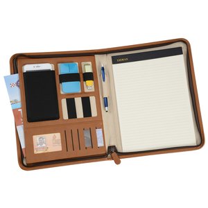 Additional Image 2 - a brown case with a white paper and a black and white paper