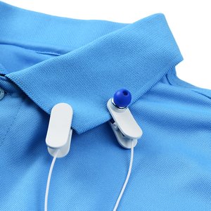 Additional Image 1 - a blue shirt with a pair of earbuds attached to it