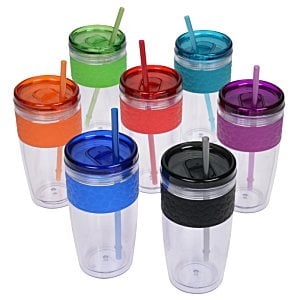 Additional Image 2 - a group of plastic cups with straws