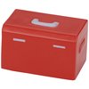 a red box with a silver handle