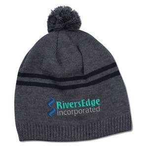 Additional Image 1 - a black beanie with blue text