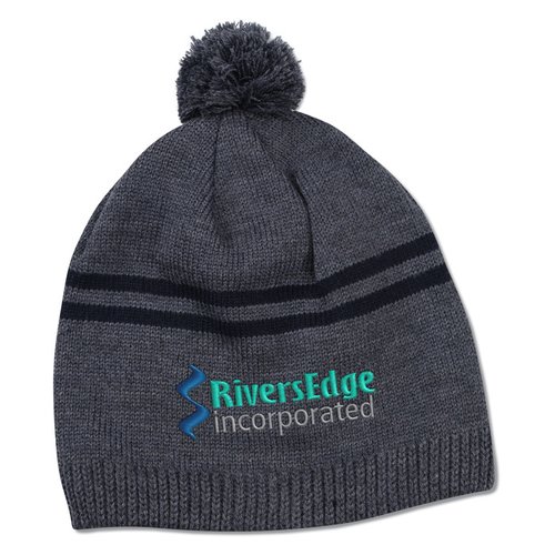 Additional Image 1 - a black beanie with blue text