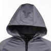 a grey hooded jacket with a zipper