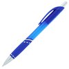 a blue pen with white cap
