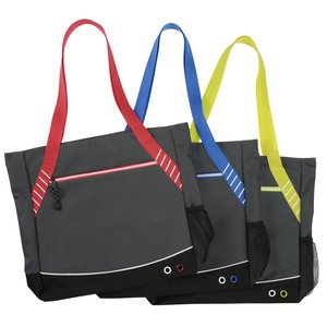 Additional Image 1 - a group of black bags with colorful straps