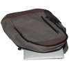 a black backpack on a white surface