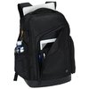 a black backpack with a white background