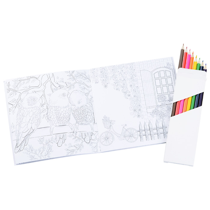  Adult Coloring Book & Color Pencil Set 159634-SET