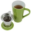 a green mug with a green handle and a green teapot