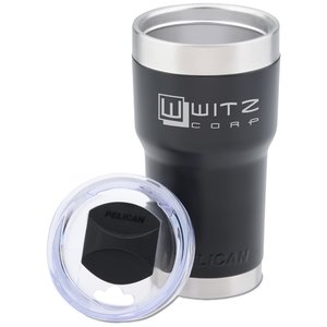 Additional Image 1 - a black and silver tumbler with a rubber ring