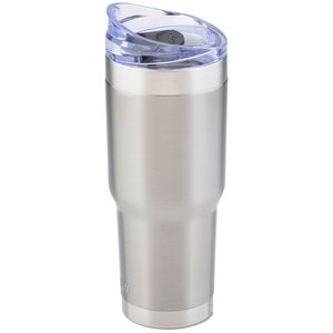 Additional Image 1 - a silver tumbler with a lid