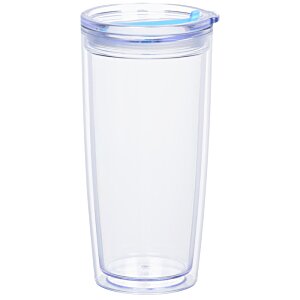 Additional Image 1 - a clear plastic cup with a blue lid