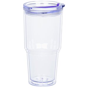 Additional Image 1 - a clear plastic cup with a blue lid