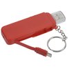 a red usb flash drive with a key chain