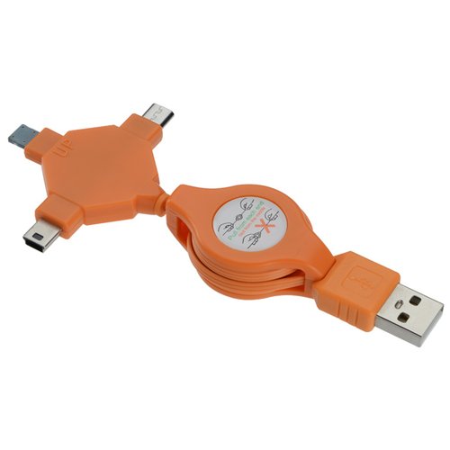Additional Image 1 - an orange usb cable with a star shaped design