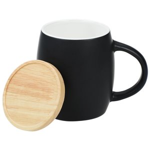 Additional Image 2 - a black mug with a wooden lid