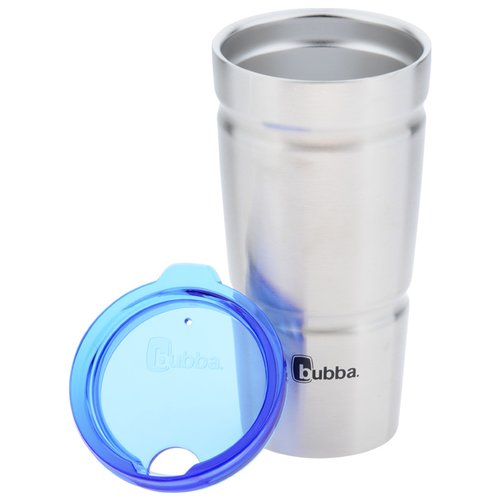 Additional Image 2 - a silver cup with a blue lid
