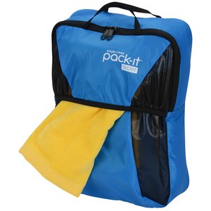 Additional Image 1 - a blue and black bag with a yellow towel