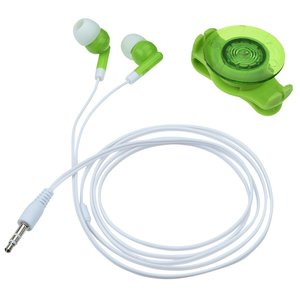 Additional Image 2 - a white and green earbuds